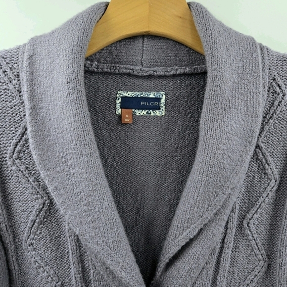 Anthropologie Pilcro Cardigan Sweater Lavender Cotton Crop - Picture 4 of 11